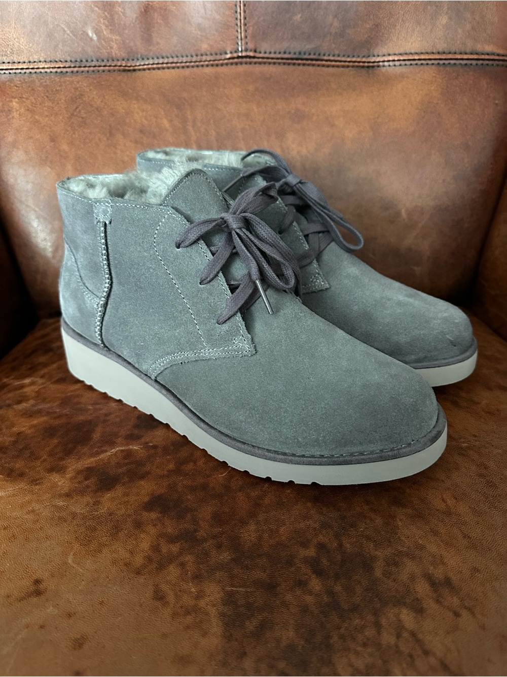 Koolaburra Gray Suede Lace-Up Winter Boots